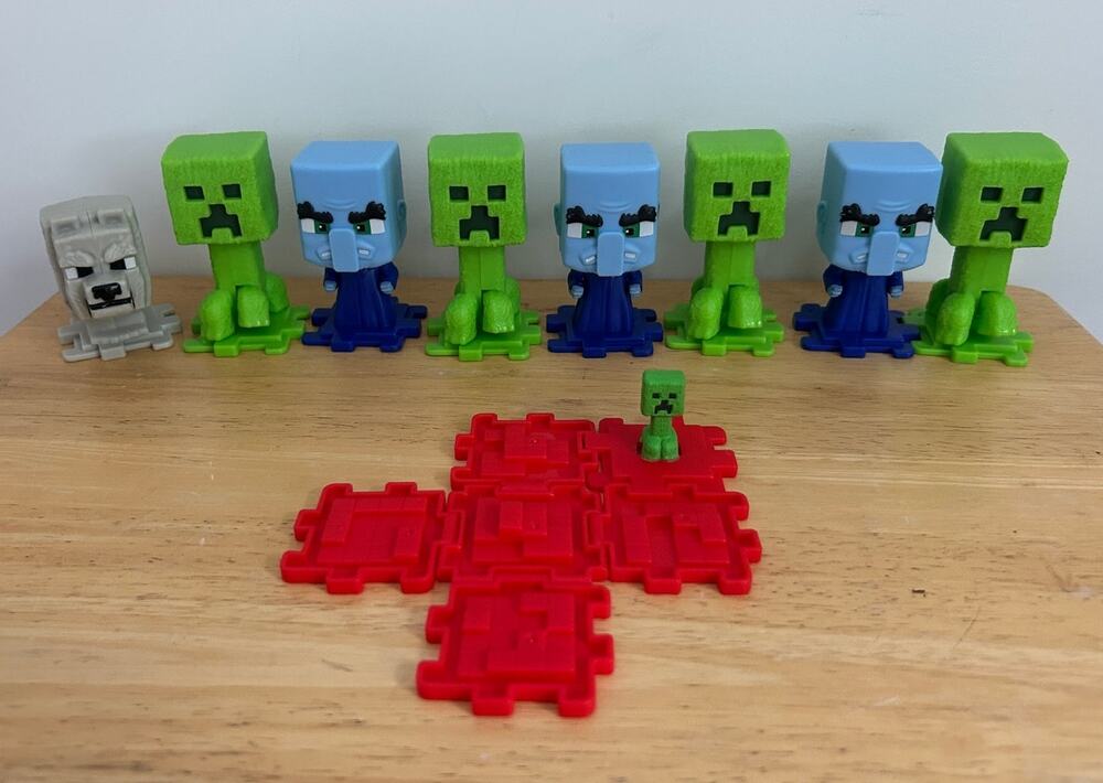McDonald’s Minecraft Happy Meal Toy Bundle – Creepers, Squids & Wolf